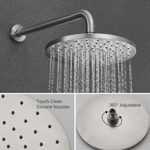 Image of Iriber Shower System Wall Mounted Shower Faucet Set with High Pressure Shower head and 3-Setting Handheld, Bathroom Shower Trim Kit Contain Pressure Balance Valve Cartridge, Brushed Nickel