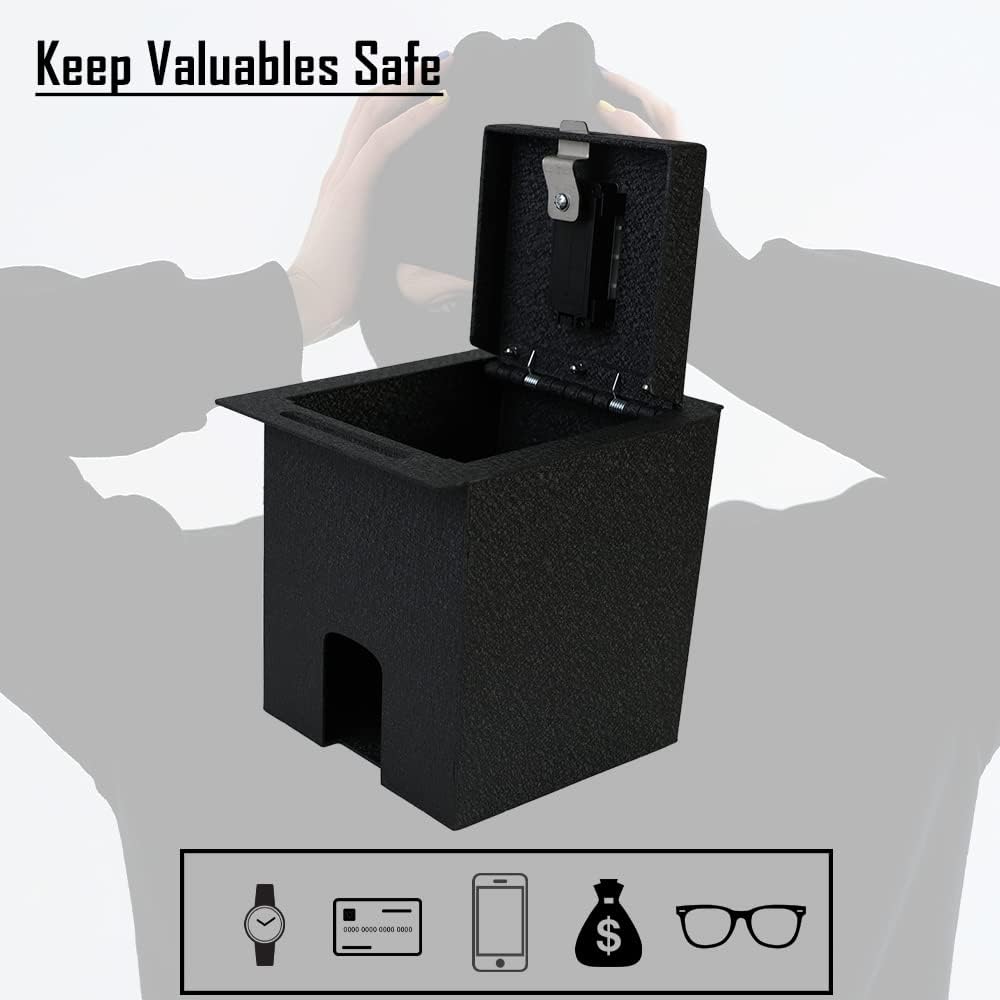 Console Safe Gun Safe for Car, WASAI Premium In-vehicle Console Gun Vault Lockbox Compatible with TOYOTA TACOMA 2016-2023 with Full Floor Console Model, Fingerprint Lock with Backup Key.