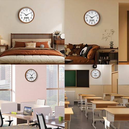 Reloj de Pared TIMESS Clásico de Madera 13 Pulgadas Silencioso miniatura 6