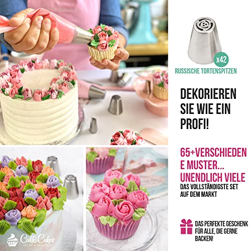 CukkiCakes 92-teiliges Spritztüllen Set mit Einwegspritzbeuteln und Zubehör