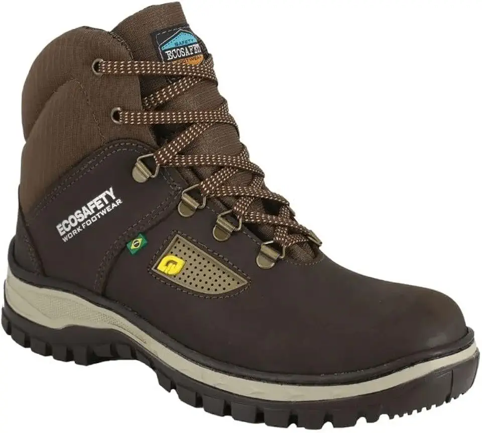 BOTINA DE TRABALHO COTURNO COURO NOBUCK PS198 ECOSAFETY (Tabaco, 43)