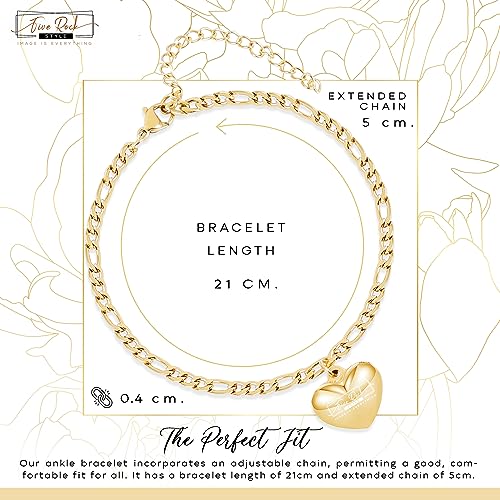 Five Rock Style Stainless Steel Ankle Bracelet for Women - Non Tarnish Anklet with Heart Charm Pendant – Foot Chain Jewelry with Adjustable Length of 21-26cm, Gold by Five Rock Style - Used condition - Image 3