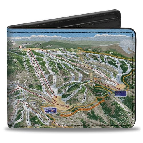 Buckle-Down Men's Standard Wallet, Bifold, Colorado Steamboat Ski Trail Map, Vegan Leather, 4.0