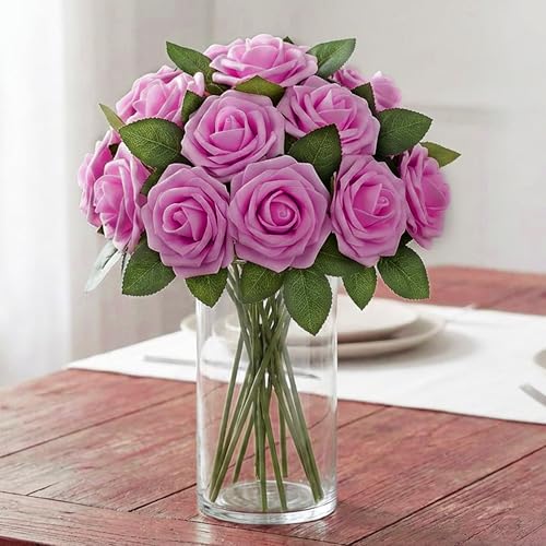Image of 100Pcs Realistic Rose Red Artificial Rose Flower Heads, Fake Rose Red Foam Roses for DIY Wedding Decorations Baby Shower Centerpieces Home Party Valentine's Day Mother's Day Decor