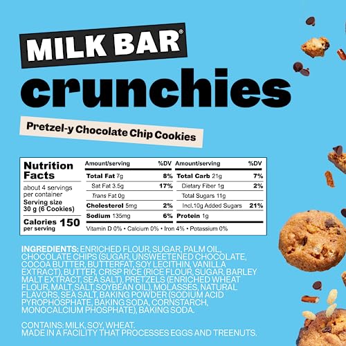 Milk Bar Crunchies | Crunchy Bite Sized Cookies With No Artificial Flavors Or Preservatives | Pack Of 3, 4.5Oz Bags (Pretzel-Y Chocolate Chip) #TOP1