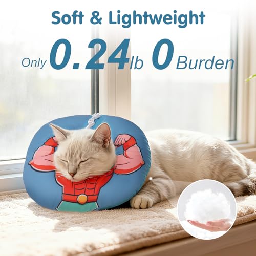 Image of BEAUTYZOO Cat Cone Collars Soft, Cat Recovery E Collars After Surgery to Stop Licking, Adjustable Elizabeth Circle Collar Cute Pet Donut Pillow for Cats Kitten Small Dogs, Dark Blue M
