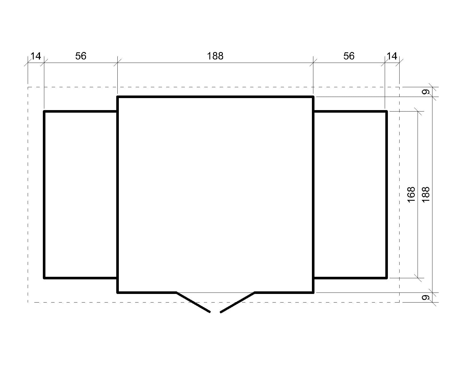 Holzhaus Gartenhaus mit Brennholzschuppen TIMBELA M391C - Gartenschuppen Holz B328xL206xH218 cm/ 3,53 + 0,97 + 0,97 m2 Lagerschuppen für Garten - Fahrrad Schuppen - Wasserfestes Dach