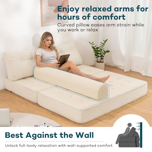 Folding Sofa Bed Sleeper Sofa Chair 3 in 1 Convertible Sofa Bed Queen-White - image 5