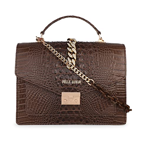 Sac à bandoulière Kaiden en cuir italien marron fini le manque de place avec élégance