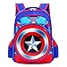 PRETAY Schultasche Für Kinder, Jungen Captain America Schild Rucksack，Schultasche Für Kinder,Tasche Für Kinder,Marvel Avengers School Freizeit Tasche,Iron Man,Thor, Hulk (Color : Navy)