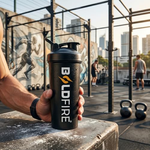 Image of Protein Shaker Bottle, Leakproof Gym Shaker with Mixing Ball, BPA Free, Black, 700 ml