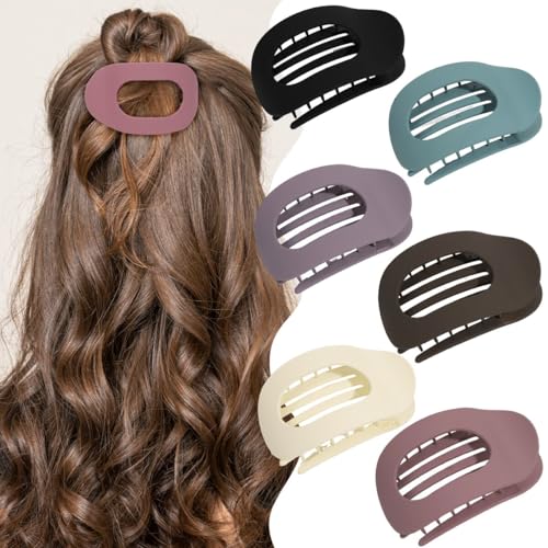 6 Stuks Platte Haarclips, Matte Haarspelden, Antislip Haarclips met Eendenbekvorm, Sterke Grip, Geschikt voor Dik, Krullend en Fijn Haar (6 Kleuren)