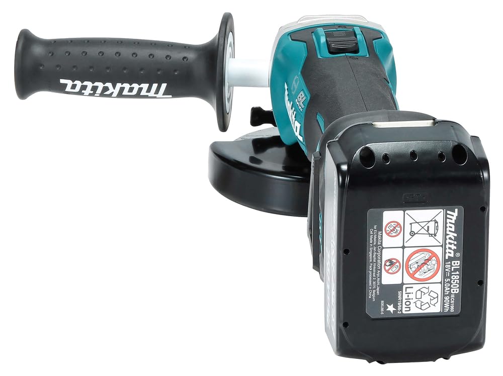 Makita DGA513RT3J akumulatorowa szlifierka kątowa 18 V z szybką ładowarką DC18RC, 3 x akumulatory 5,0 Ah w MAKPAC rozm. 3