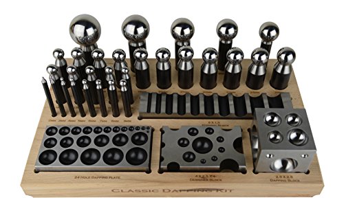Steel Classic Dapping Set w/Forming Block Plate and Punches Jewelry Making Repair Metal Forming Tool