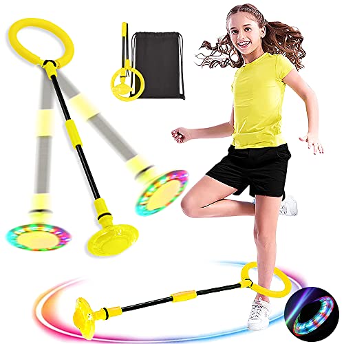 MEISHANG Shine Bola de Salto de Tobillo,Anillo de Salto Intermitente,Plegable Anillo de Salto Intermitente,Colorida Flash Bola de Salto,Colorida Anillo de Salto de Tobillo,LED Saltar Bola para Niños