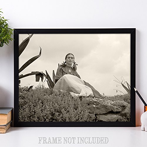 Lone Star Art Rare Frida Kahlo Photo Seated Outside - 11X14 Unframed Print Poster - Perfect Vintage Southwest Home Decor Under $15 #TOP3