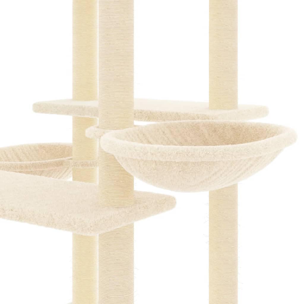 Homgoday Albero tiragraffi in sisal, color crema, 133 cm, tiragraffi a torre per gatti multilivello, centro attività per gatti da interno