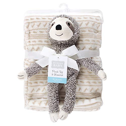 Image of Hudson Baby Unisex Baby Plush Blanket with Toy, Sloth, One Size