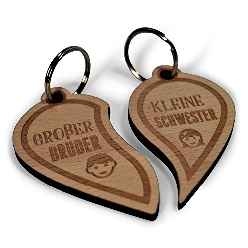 Preisvergleich Produktbild Schlüsselanhänger Set "Großer Bruder Kleine Schwester"