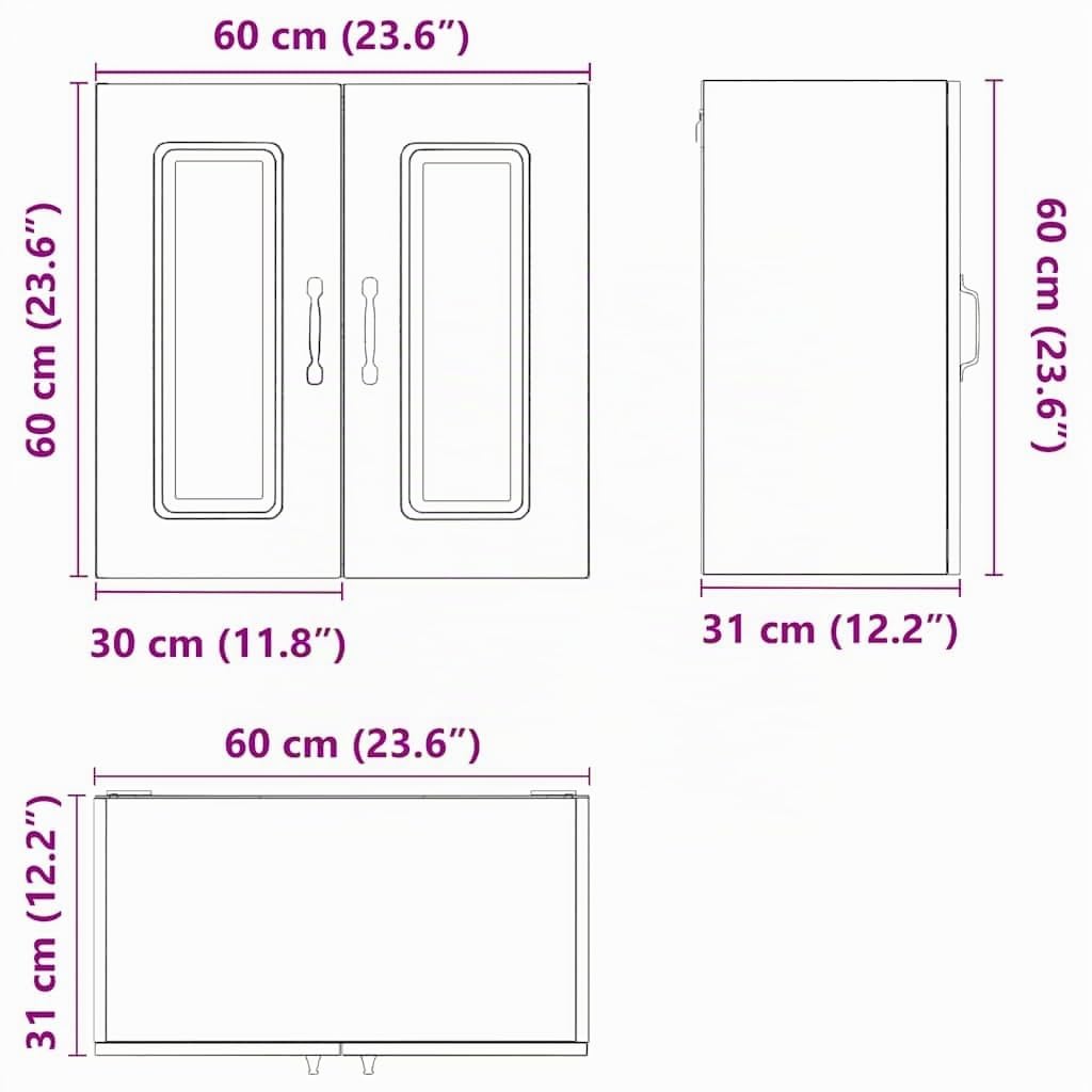 vidaXL Küchen-Hängeschrank Kalmar Schwarz Holzwerkstoff, Wandschrank Küche, Wandschrank, Oberschrank, Küchenschrank, Hängeschrank, Oberschrank Küche