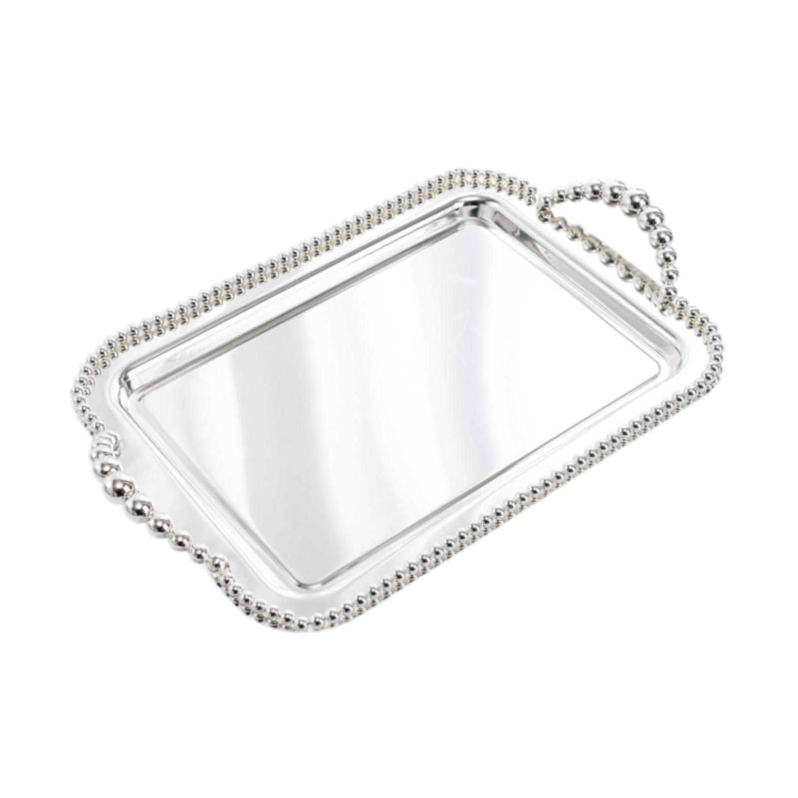 Bandeja Rectangular para Servir, Bandeja Decorativa, Elegante Bandeja para Taza de Té, Bandeja para Postres, Bandeja para Joyas, Bandeja para Alimento, Argén, Individual