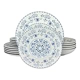 La Mediterránea vajilla completa de cerámica para 4-6 personas, 12-18 platos (18 platos para 6 personas)