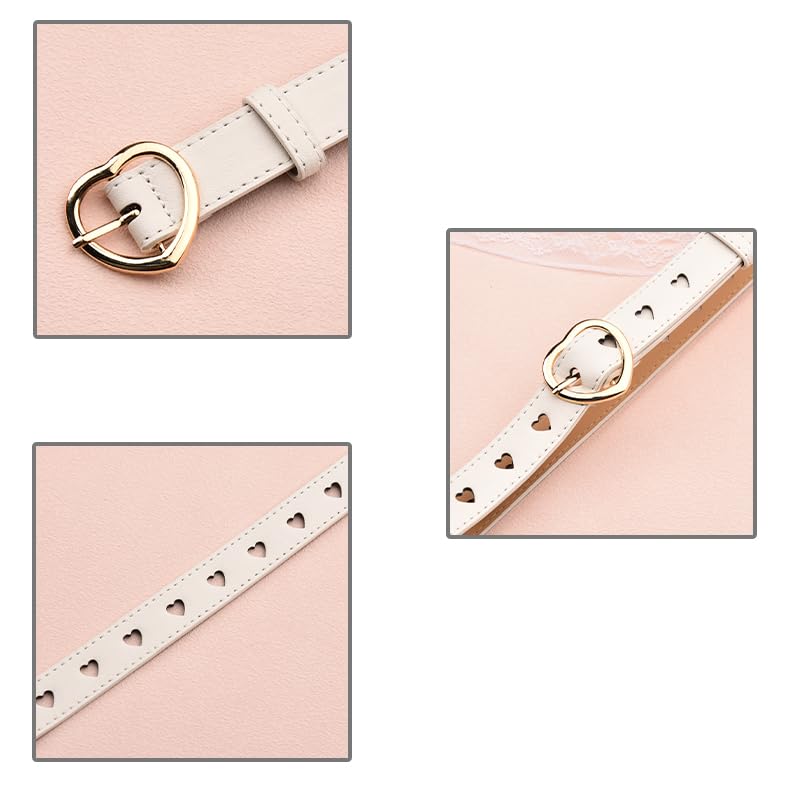 yaozeio Womens Leather Belts for Ladies Non Perforated Waistband Waist Accessory Love Buckle and Love hollow Belt3