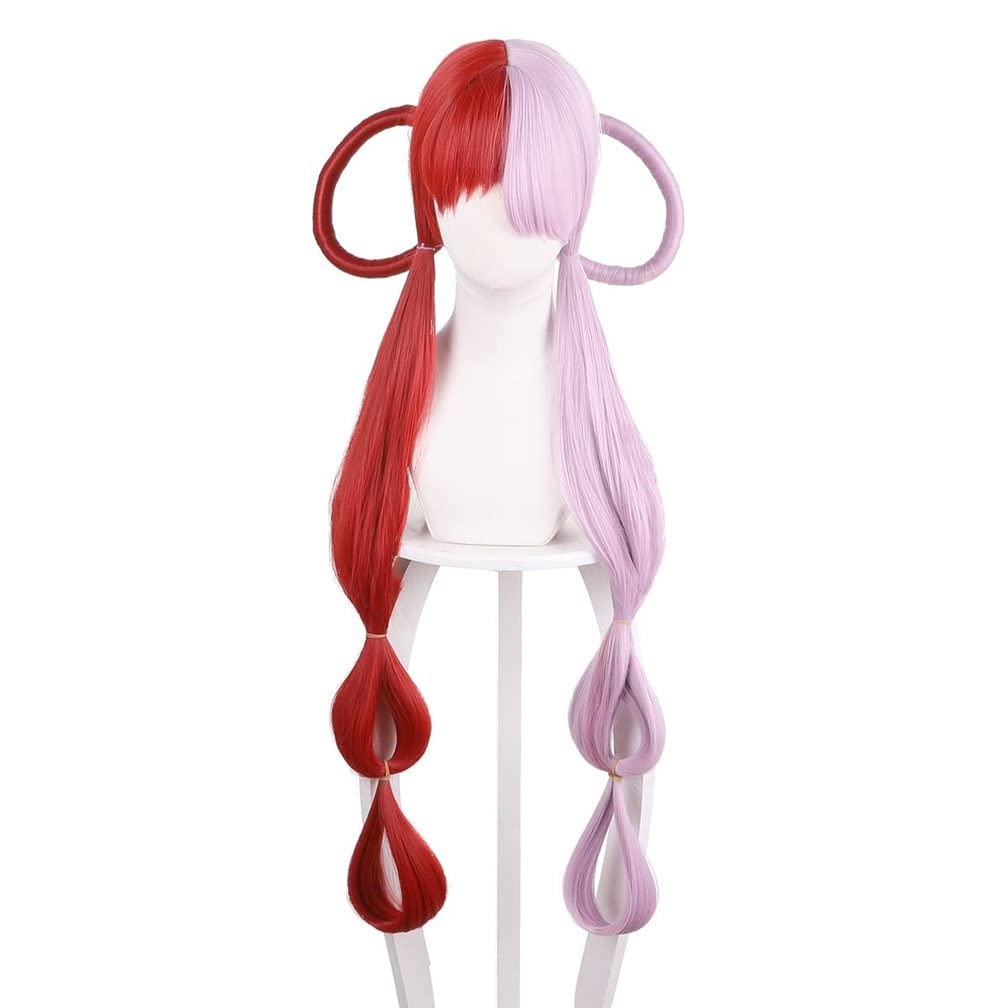 Anime One Piece Film Uta Parrucca Metà Rosso e Viola Copricapo Shanks Figlia Parrucche di Un Pezzo Donna Ragazza Anime costume oggetti di scena