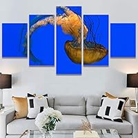 SIGNWIN 5 Panel Canvas Wall Art Colorful Fish Group Marine Life Multicolor Nautical Photography Realism Ultra for Home Decorations Ready to Hang - 60