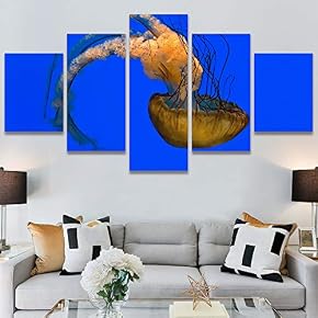 SIGNWIN 5 Panel Canvas Wall Art Colorful Fish...