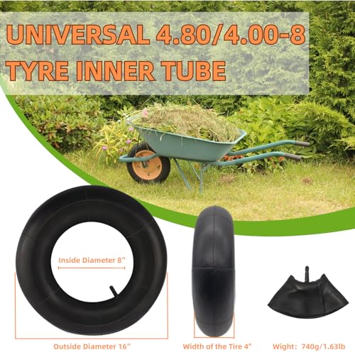 AZIEMARS 2 Pack 4.80/4.00-8 Heavy Duty Replacement Tire Tube 4.80-8 Tire Inner Tubes For Wheelbarrow wheel barrow Garden Carts Lawn Mowers Tillers Unicycles Agricultural Tiller and More 3 AZIEMARS 2 Pack 4.80/4.00-8 Heavy Duty Replacement Tire Tube 4.80-8 Tire Inner Tubes For Wheelbarrow wheel barrow Garden Carts Lawn Mowers Tillers Unicycles Agricultural Tiller and More - Image 3