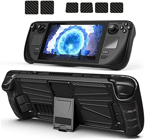 Protective Case with Kickstand for Steam Deck, NEWENMO High Quality TPU PC Protector Cover Case with Adjustable Stand Base, [Non-slip] [Shock-Absorption] and [Anti-Collision] Design for Steam Deck Skin--BLACK