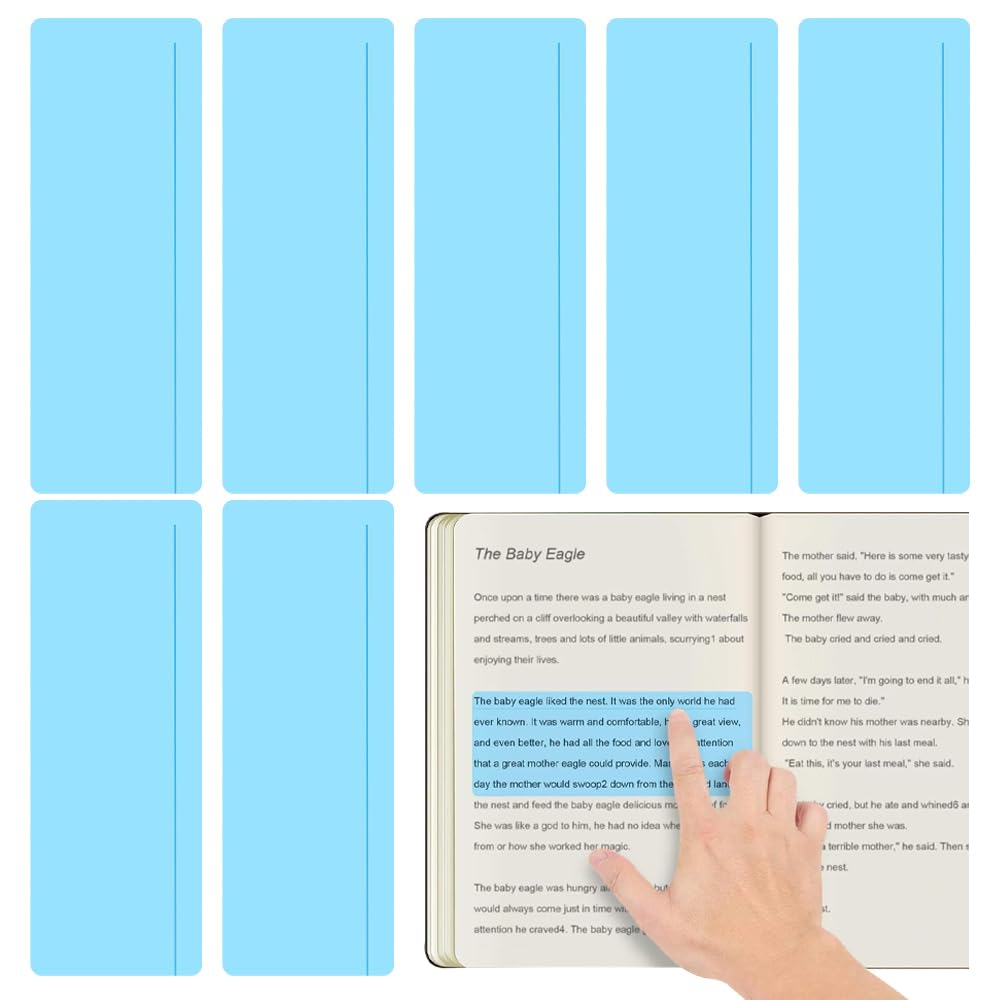 8pcs Guided Reading Strips, Highlight Colored Dyslexia Overlays, Colored Tracking Highlight Overlay Bookmarks