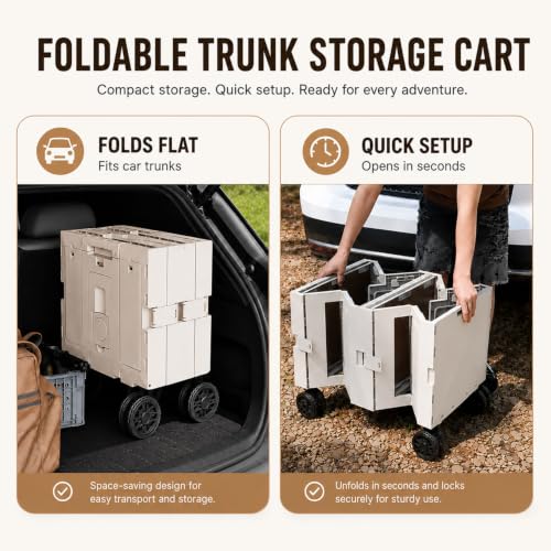 Carro de camping plegable de 150 litros con tapa y contenedor de almacenamiento 7