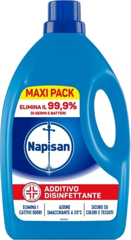 Napisan Additivo Disinfettante Lavatrice, Confezione da 2.2 Litri di Additivo Liquido per Lavatrice, Contro i Batteri e i Cattivi Odori