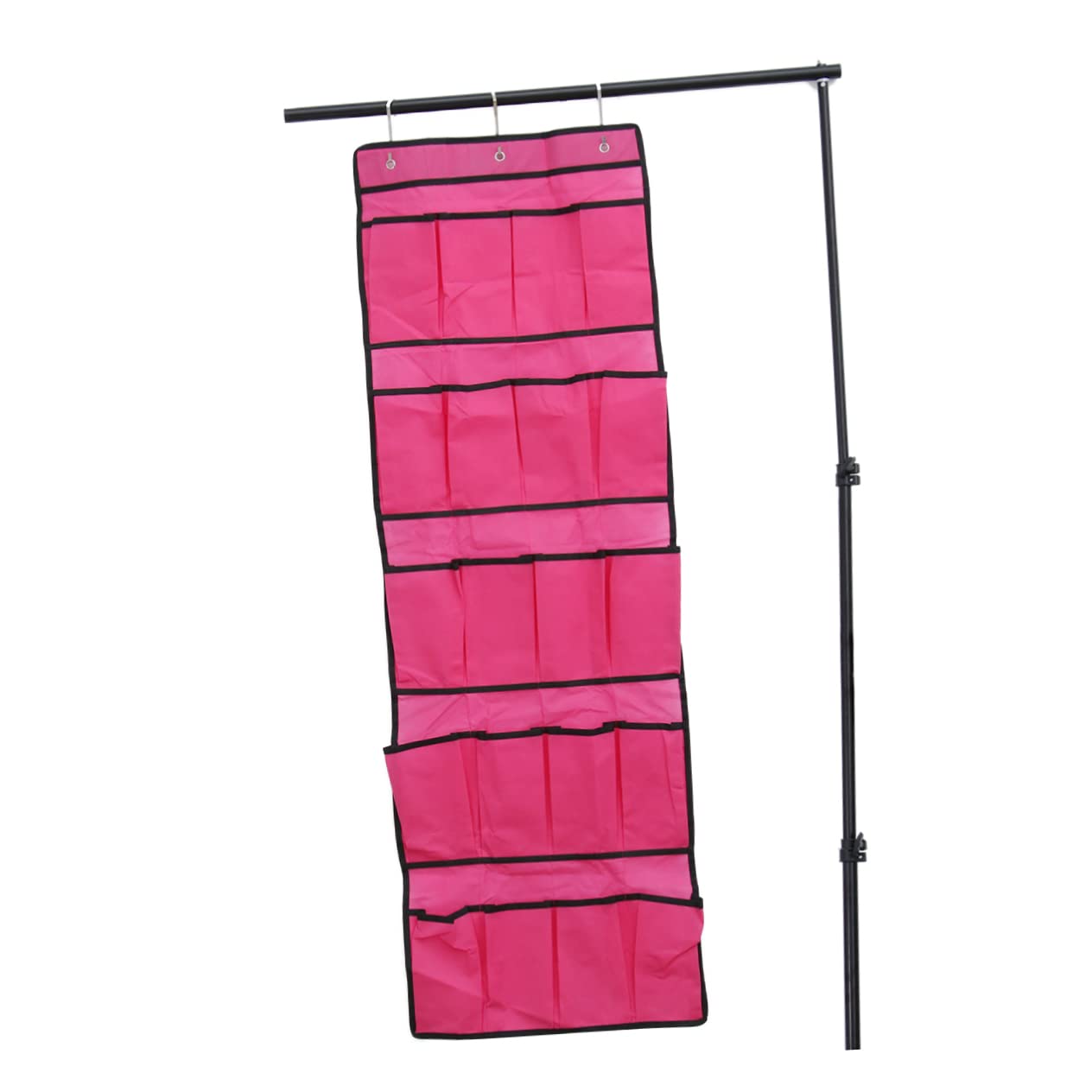 Cabilock Over the Door Shoe Organizer with Mesh Pockets Space Saving Hanging Storage Bag for Shoes Accessories and More Includes Sturdy Metal Hooks Rosy