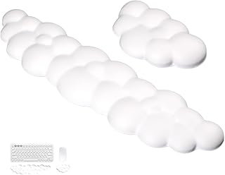 2pcs Cloud Wrist Rests, Ergonomic Memory Foam Wrist Rest Cute Keyboard Wrist Rest and Mouse Pad Set with Anti-Skidding Base for Computer, Laptop, Home, Office