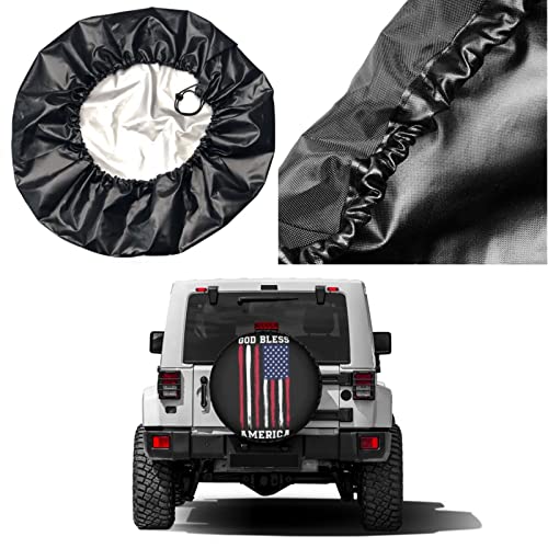 Image of Delerain God Bless America Spare Tire Covers Waterproof Dust-Proof Spare Wheel Cover Universal Fit for Trailer, RV, SUV, Truck and Many Vehicle (17 Inch for Diameter 31 inch-33 inch)