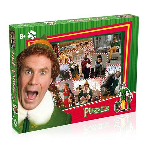 Winning Moves Buddy the Elf 1000 Piece Jigsaw Puzzle Game, Piece together a montage of scenes from the Elf movie including Miles Finch, Jovie and Santa, Great gift for ages 8 plus