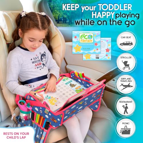 EcoFantasy Reisetisch Auto Kinder mit Tablet-Halter, abwischbar – Flugzeuge – Ansicht 2