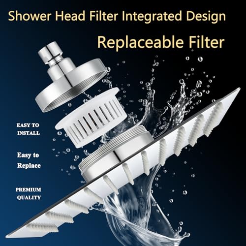 Gefilterter Duschkopf, 30cm, luxuriöser Regenduschkopf, macht hartes Wasser fest, verbessert den Zustand Ihrer Haut und Haare, Filter-integriertes Design, Chrom