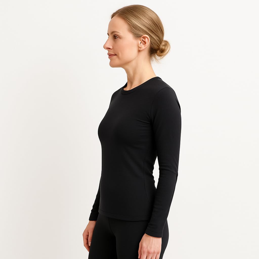 Lands' End Women’s Thermaskin Baselayer Long Sleeve Crewneck Top – Lightweight Heat-Generating Thermal Shirt - Image 2