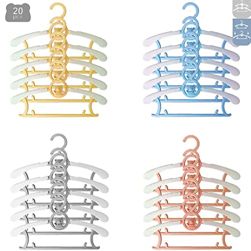 HGYZE Baby Mitwachsende kleiderbügel Kinder, Stapelbare Hanger + Haken + Hosenständer, rutschfest Babykleiderbügel Kinderkleiderbügel für Kinderbekleidung Garderobe, Platzsparend (Farbe) 20 Stück