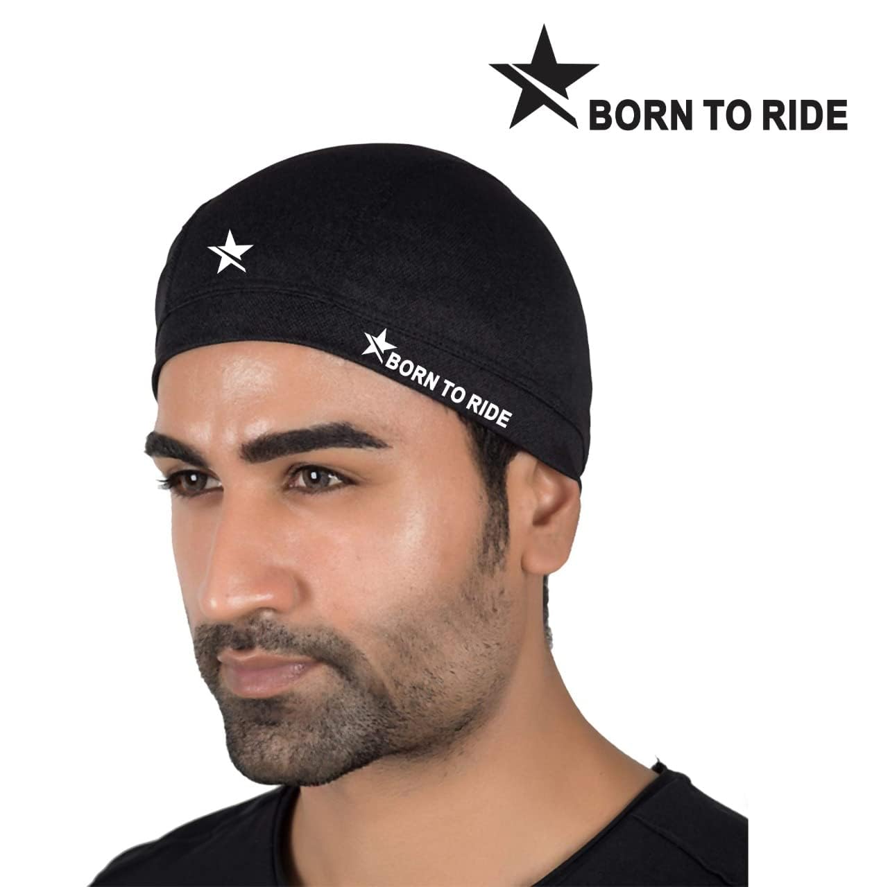 NEVER QUIT Sweat Wicking Cooling Helmet Liner - Do Rag Skull Cap Beanie For Men & Women. Pirate Hat Bandana & Head Wrap For Motorcycling, Running, Hiking, Cooking & Outdoor Black 2