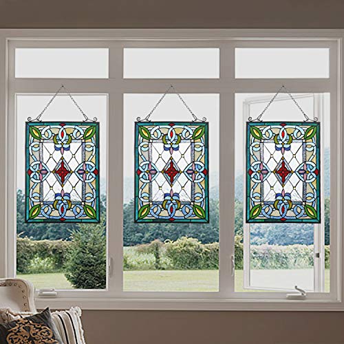 COTOSS Stained Glass Window Hangings, Victorian Stained Glass Panel, Tiffany Window Panel Hanging, Tiffany Glass Panel, Suncatcher, Tiffany Style Window Hanging