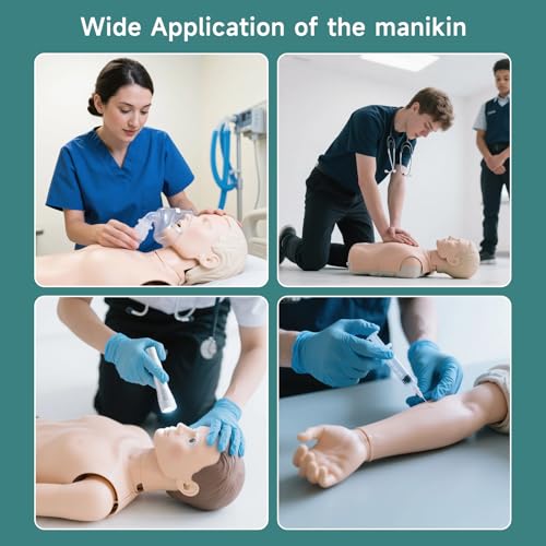Skillssist Medical Training Manikin, Full Body Patient Care and Nursing Skills Practice Mannequin Model, Multifunctional Male-Female Nurse Training Dummy for Medical Education