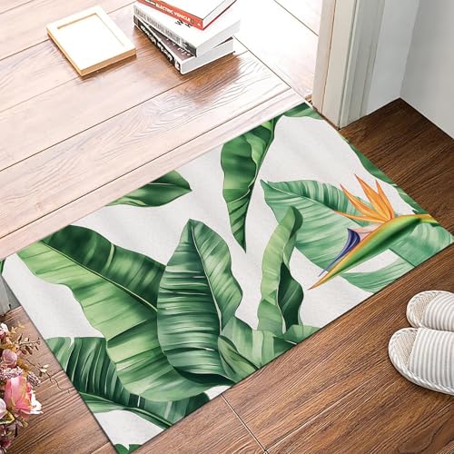 Tapis de porte imprimé vert blanc 70x100cm pour l'entrée