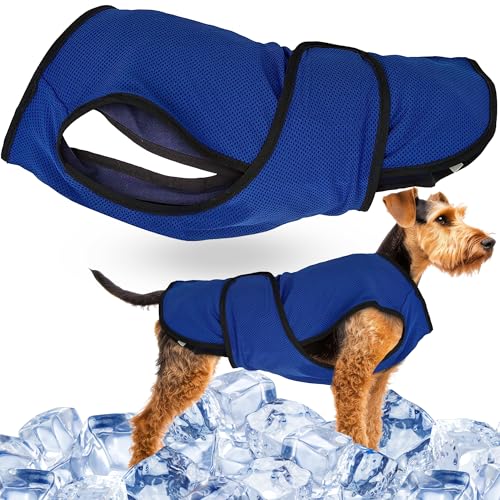 Lautus Pets Medium Dog Cooling Vest - Easy On/Off Cooling Coat with Double Velcro & Zip Neck, Lightweight & Portable Cooling Jacket for Dogs, Perfect for Dog Owners, Walkers, Sitters & Pet Carers