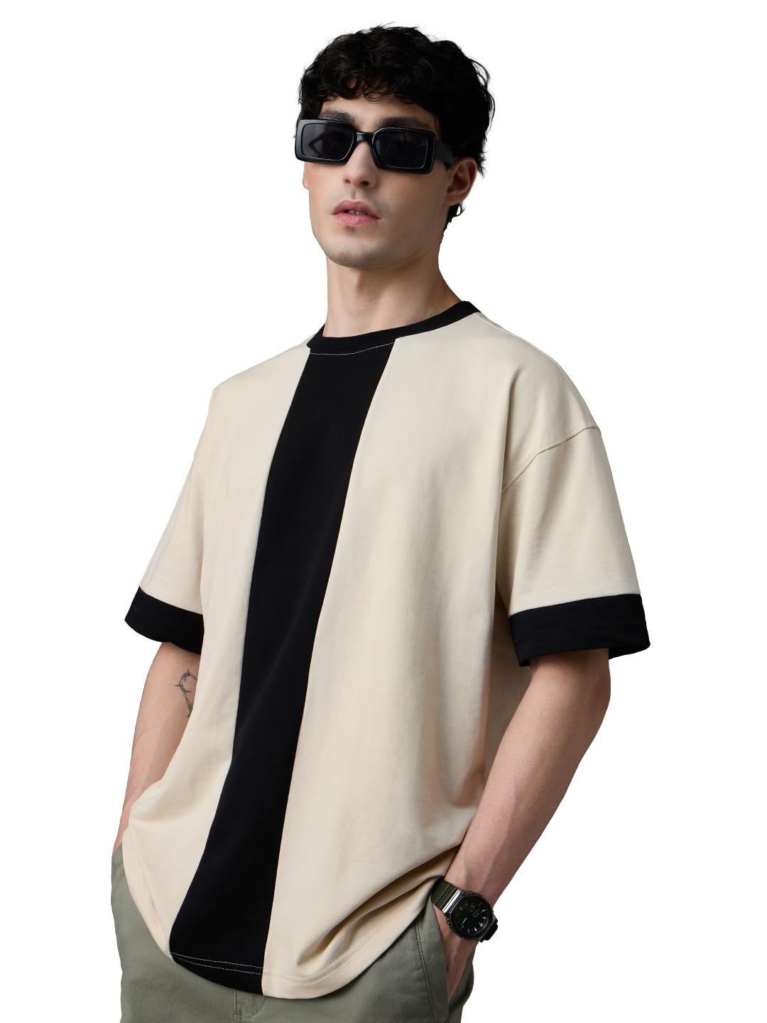 Ben 10: Omnitrix Men and Boys Short Sleeves Round Neck White Applique Patch Cotton Oversized T-Shirts