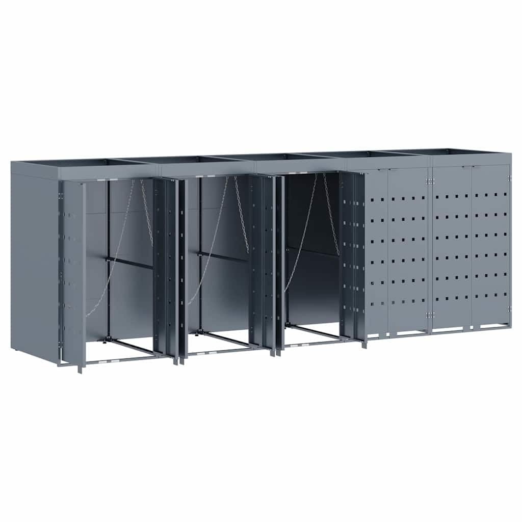 Genérico Almacenamiento de Cubos Wheelie para 5 Cubos Gris Claro,Casa y jardín,Productos del hogar,Accesorios para contenedores de residuos,Soportes para contenedores de residuos-3394751